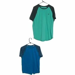 Hollister‎ 2 Pack mens XL Green Blue Short Sleeve Tops Retro Casual Lightweight